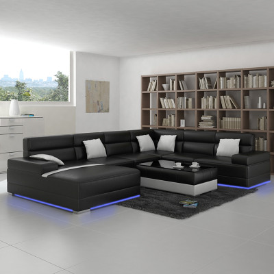 Ledersofa Couch Wohnlandschaft Ecksofa Eck Garnitur Design Modern Sofa F3016 neu