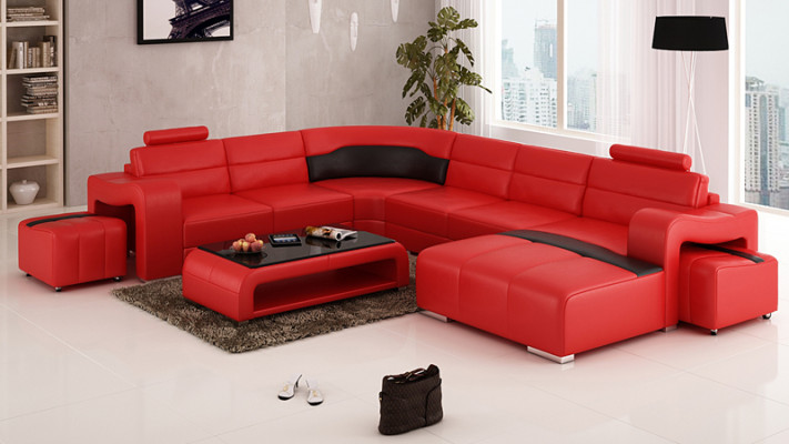 Ledersofa Couch Wohnlandschaft Ecksofa Eck Garnitur Design Modern Sofa