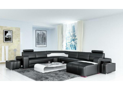 Wohnlandschaft Couch Polster Eck Garnitur Designer Ledersofa Big Sofa Neu PISA