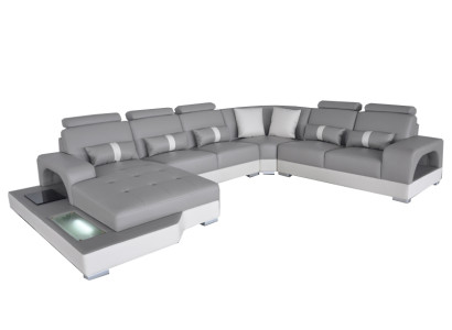 Leder Eck Sofa Eck Wohnlandschaft Garnitur Design Modern Couch