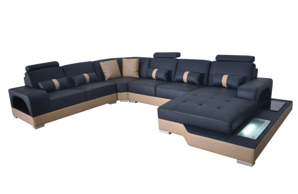 Leder Eck Sofa Eck Wohnlandschaft Garnitur Design Modern Couch