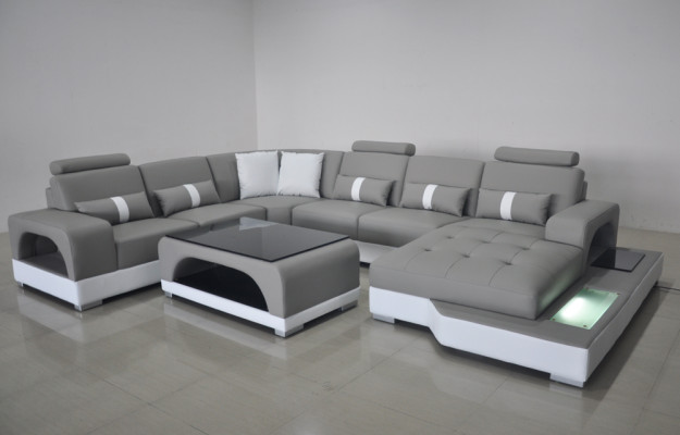 Eckcouch Design Ecksofa U-form Wohnlandschaft Couch Textil Leder Sofas Polster