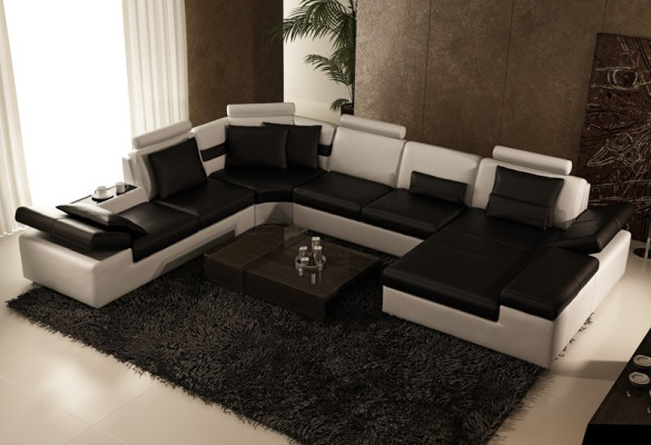 Moderne Sitzecke Ecksofa Sofa Polster Couch Wohnlandschaft Leder Sofa
