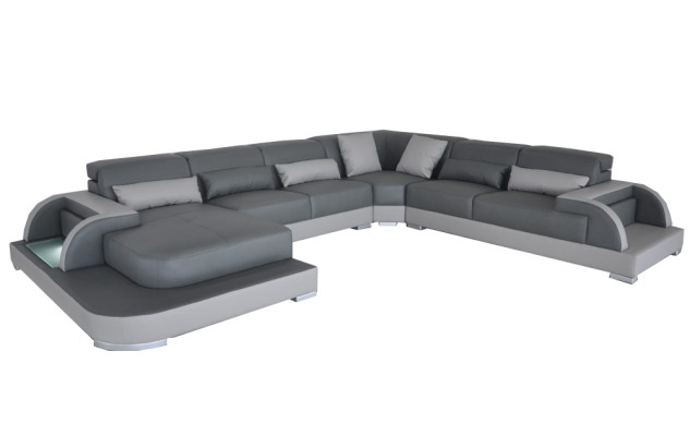 Leder Sofa mit USB Wohnlandschaft Eck Garnitur Design Modern Sofas UForm Couchen