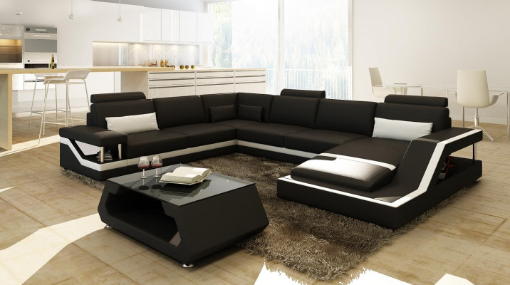 Designer Sofa Ecksofa Wohnlandschaft Big Modernes Ledersofa +USB Patentiert NEU