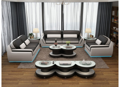 Ledersofa Couch Sofagarnitur Neu 3+2+1 Sitzer Dekor Garnitur Design Modern