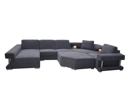 Eck Sofa Couch Polster Ecke Wohn Zimmer Landschaft Designer Sofa Textil + USB