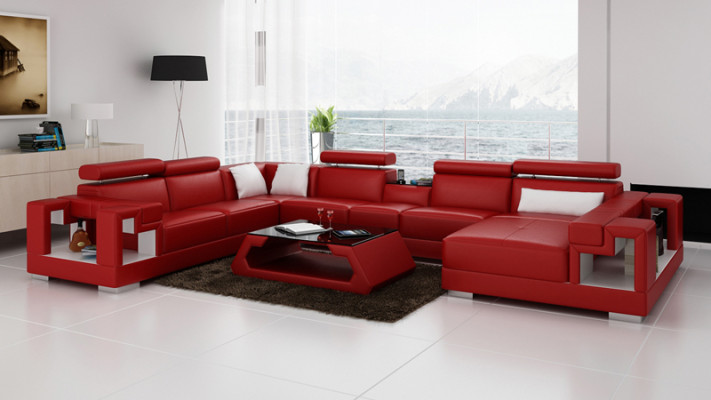 Ledersofa Sofa Couch Wohnlandschaft Ecksofa Eck Garnitur Design Modern U K5001