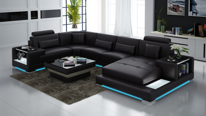 Ledersofa Couch Wohnlandschaft Ecksofa Eck Garnitur Design Modern Sofa G8023