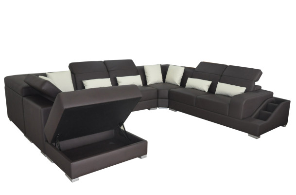 Moderne Sitz Polster Wohnlandschaft Wohnzimmer Couch Polster Ecke USB UForm Neu