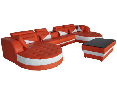 Leder Eck Sofa Eck Wohnlandschaft Garnitur Design Modern Couch Sofas UForm G8018