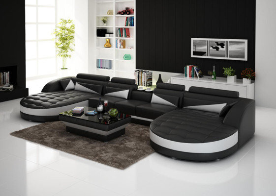 Ledersofa Couch Wohnlandschaft Ecksofa Eck Garnitur Design Modern Sofa G8018D