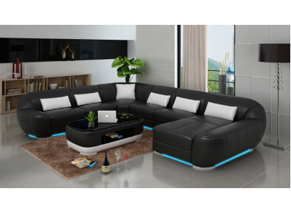 Ledersofa Couch Wohnlandschaft Ecksofa Eck Garnitur Design Modern Sofa G8022