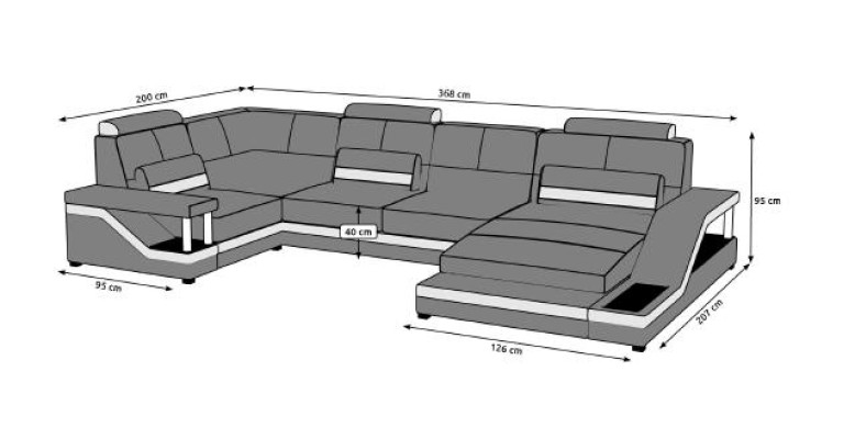 Wohnlandschaft Sofa mit USB Polster Ecksofa Garnitur Textil Stoff Leder Sofas