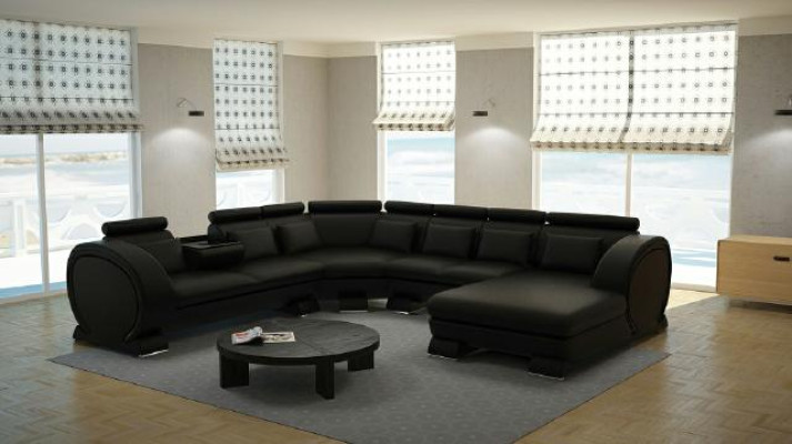 Ecksofa Sofa Wohnlandschaft Couch Leder Sofas Eck Garnitur Vigo-K U Form Neu