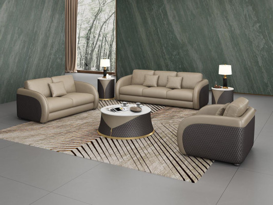 Garnitur Leder Designer Sofa Couch Polster 6tlg. Set Garnituren Couchtisch