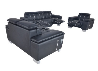 Ledersofa Couch Wohnlandschaft Eck Garnitur Design Modern Sofa 3+2+1