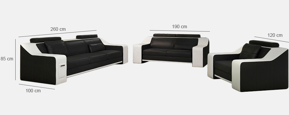 Ledersofa Set Sofa Couch Sitz Polster Garnitur Sofagarnitur 3+2+1 Sofas HuttenS