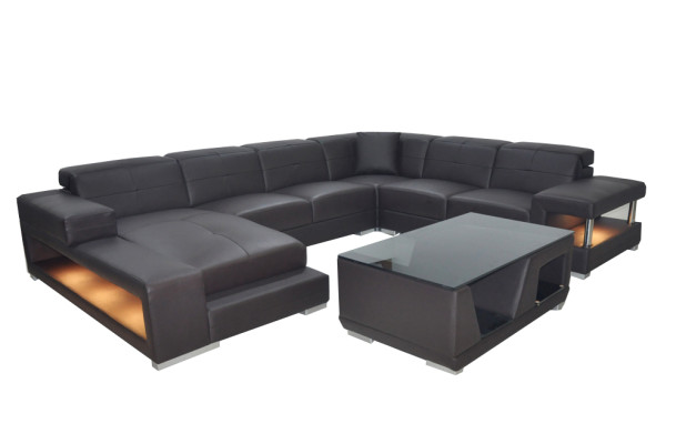 Ledersofa Ecke Wohnlandschaft Garnitur Design Modern Ecksofa Sofa U-Form G8017