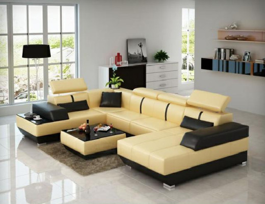 Ledersofa + USB Sofa Ecksofa Eckcouch Ledercouch Poster Ecke NEU Wohnlandschaft
