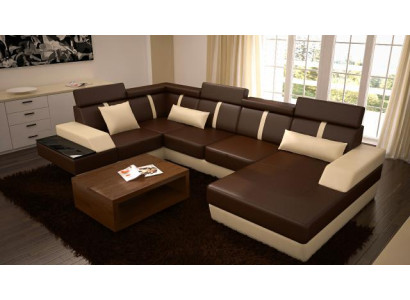Designer Wohnlandschaft Eckcouch USB Sofa Polster Garnitur Ledersofa Sofas Neu
