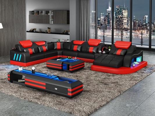 Design Wohnlandschaft Led Beleuchtete Ecksofa Couch Sofa Eckgarnitur Ledersofa