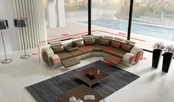 TEXTIL SOFA mit USB DESIGNERSOFA GARNITUR LEDER ECKSOFA WOHNLANDSCHAFT ECK NEU