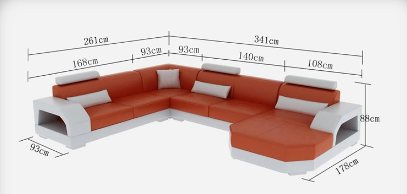 Ledersofa Couch Wohnlandschaft Ecksofa Eck Garnitur Design Modern Sofa G8001