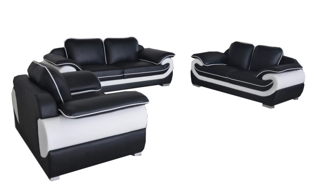 Sofa Couch Sitz Komplett Gruppe Set Leder Garnitur 3+2+1 Set + USB Neu Polster