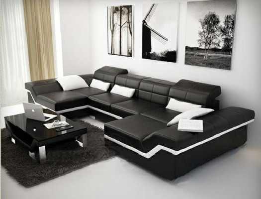 XXL Ledersofa mit USB Ecksofa Wohnlandschaft Big Couch Ledergarnitur Polster Neu