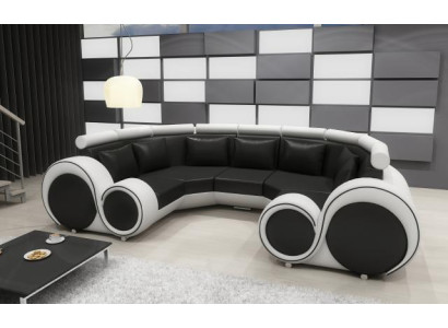 XXL Wohnlandschaft Ledersofa Design Polster Garnitur Couch Ecksofa Big Sofa +USB