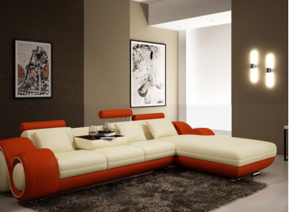 Patentiertes Design Ecksofa Sofa Couch Polster Leder Ecke BERLINo Wohnlandschaft
