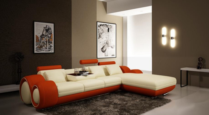 Patentiertes Design Ecksofa Sofa Couch Polster Leder Ecke Wohnlandschaft BERLINs