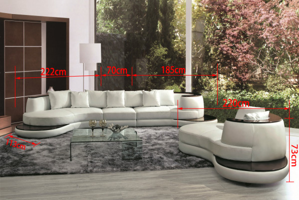 Rundsofa mit USB Sofa Couch Runde Polster Couchen Garnitur Ecksofa Sitz Rund Neu