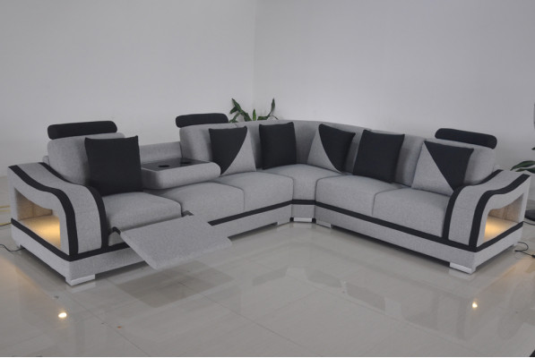 Moderne Textil Sofa Eckcouch Polster Wohnzimmer Ecksofa LForm Wohnlandschaft USB