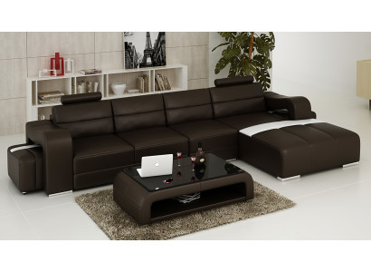Ledersofa Couch Wohnlandschaft Ecksofa Eck Garnitur Design Modern Sofa F3008C