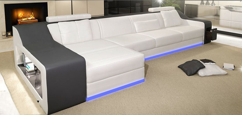 Ledersofa Couch Wohnlandschaft Ecksofa Eck Garnitur Design Modern Sofa B2017B