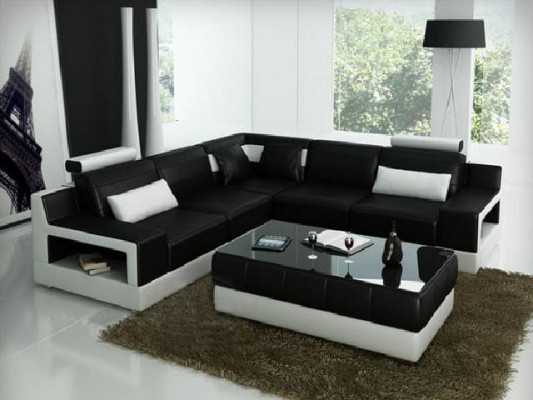 Ledersofa Ecksofa Design Couch Bettfunktion Garnitur Wohnlandschaft Polster Neu