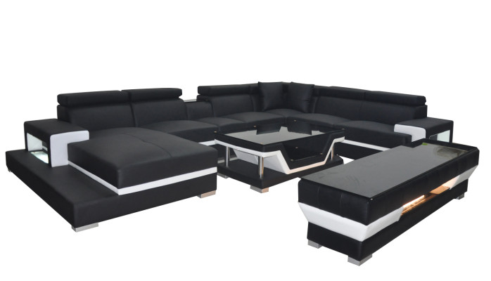 Design Leder Polster Sitz Zimmer Eck Wohn Sofa Couch Designer Garnitur
