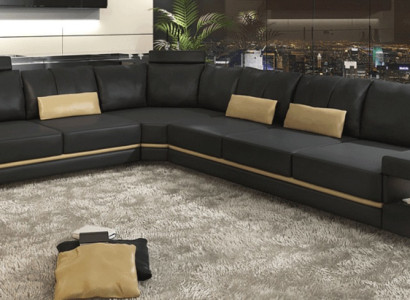 Wohnzimmer Textil L-Form Sofas Schwarz NEU Ecksofa Couch Polstermöbel