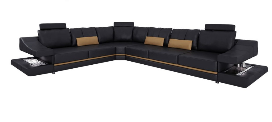 Wohnzimmer Textil L-Form Sofas Schwarz NEU Ecksofa Couch Polstermöbel