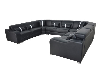 Leder Sofa Couch USB Polster Eck Garnitur Moderne Wohnlandschaft U Form Design