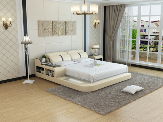 Wasserbett Hotel Doppelbett Betten Komplett Lederbett Wasser + USB Polsterbett