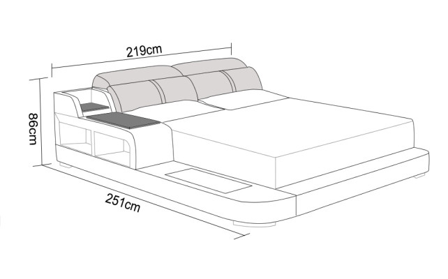 Wasserbett Hotel Doppelbett Betten Komplett Lederbett Wasser + USB Polsterbett