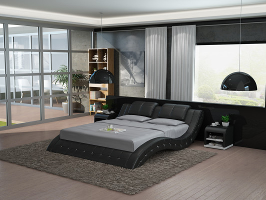Wasserbett Hotel Doppelbett Betten USB Komplett Lederbett Polsterbett Wasser Neu