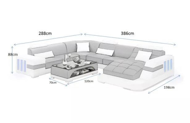 Designer Sofa Ecksofa Ledersofa Sofas UForm Polster Couch Wohnlandschaft Leder