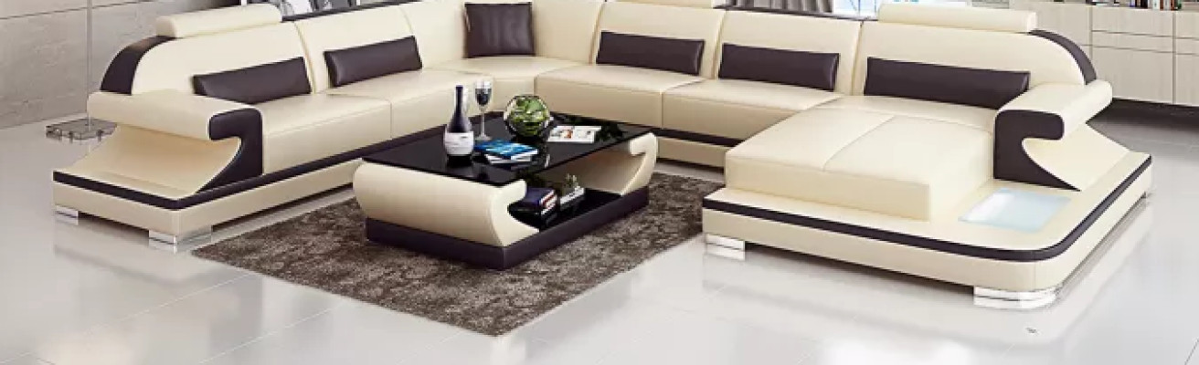 Wohnlandschaft Ecksofa UForm Modernes Sofa Ledersofa Eckgarnitur Polster Couchen