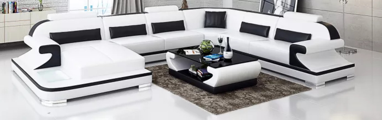 Wohnlandschaft Ecksofa UForm Modernes Sofa Ledersofa Eckgarnitur Polster Couchen
