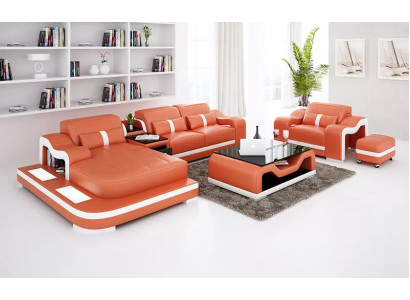 Designer Sofa Ecksofa L Form Sessel Sitzpolster Polster Wohnlandschaft Ledersofa