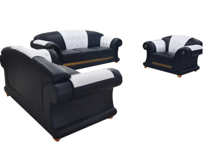 3+2+1 Garnitur Leder Sofa Couch Polster Couchen Sofas Wohnlandschaft Luxus Neu